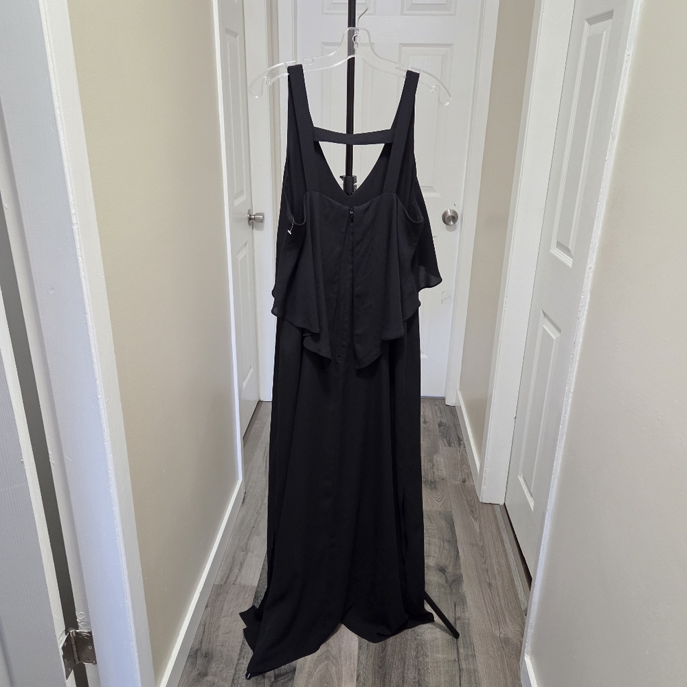 RW&CO Black Sleeveless Maxi Dress | Layered Ruffle Bodice Flowy Elegant Cocktail - Picture 5 of 8